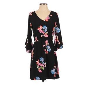 A New Day black floral ruffle sleeve dress size XS
